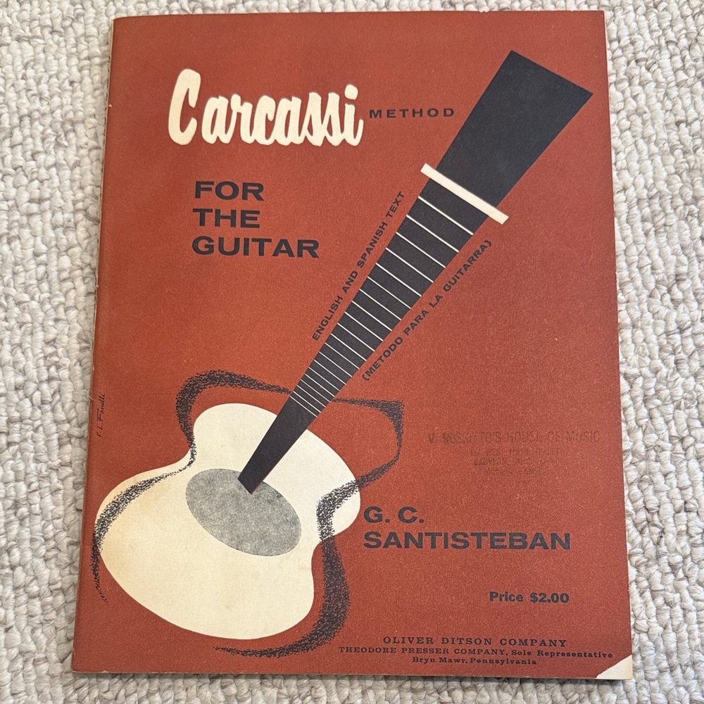 Vintage 50s Carcassi Method for the Guitar English & Spanish G. C. Santisteban